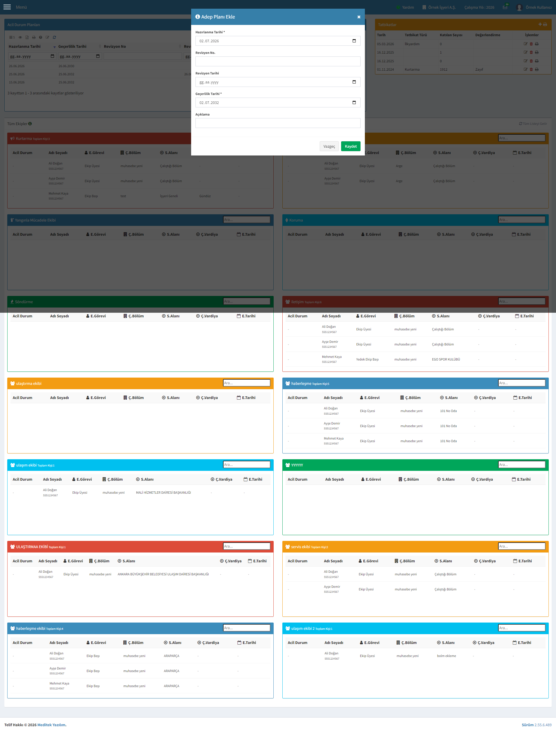 Adep Planı Ekle penceresi